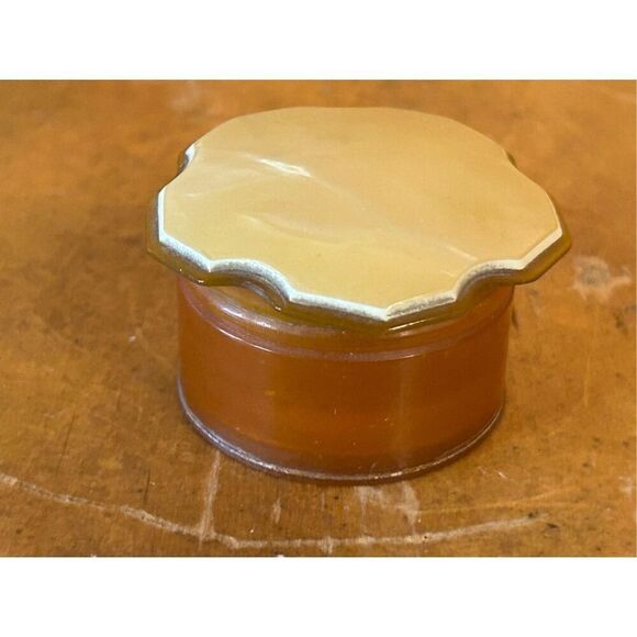 Vintage Bakelite Butterscotch Pearly Nose Powder Container Vanity Trinket Box (8 - Picture 3 of 7